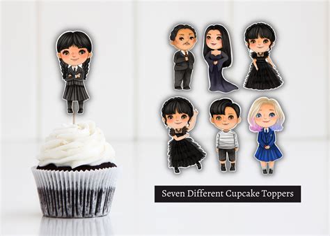 Wednesday Cupcake Toppers, the Addams Family Cake Toppers, Party Decorations, Birthday ...