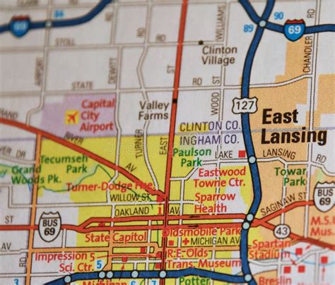 East Lansing Map Image 2 stock photo. Image of tecumseh - 269549630