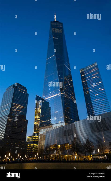 The World Trade Center in New York City at night Stock Photo - Alamy