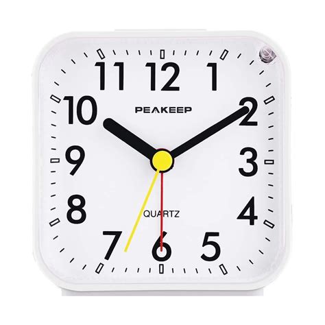 Peakeep Small Battery Operated Analog Travel Alarm Clock Silent No Ticking, Lighted on Demand ...