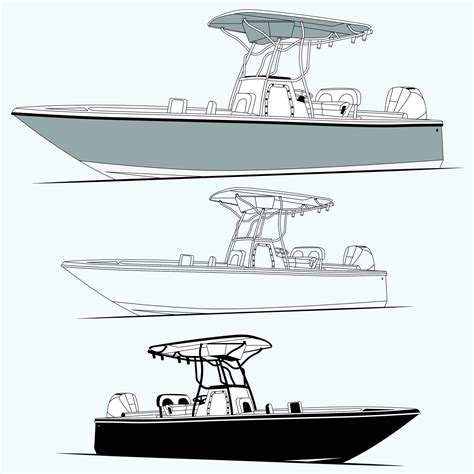 Boat vector, Side view fishing boat vector line art illustration ...