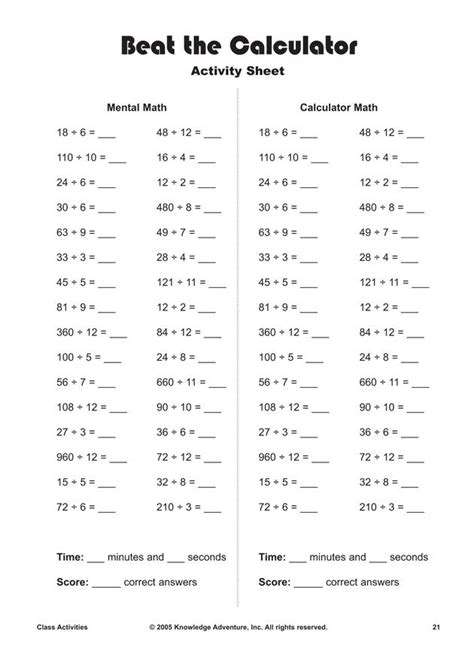 10 Key Calculator Practice Worksheets