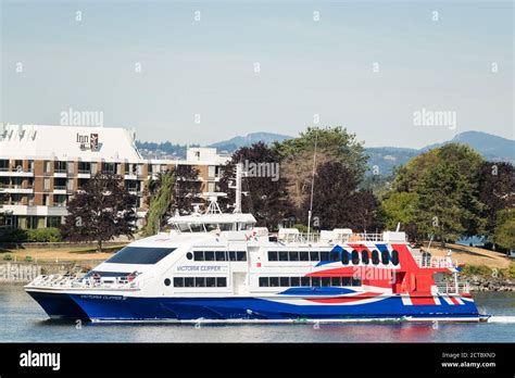 The Victoria Clipper fast passenger ferry docks at the Inner Harbour ferry terminal in Victoria ...