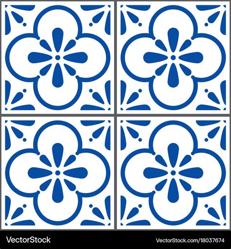 Azulejos tiles pattern portuguese seamless Vector Image