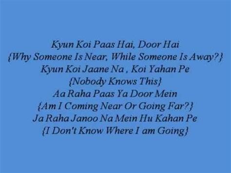 Yeh Dooriyan Lyrics With English Translations - Love Aaj Kal ...