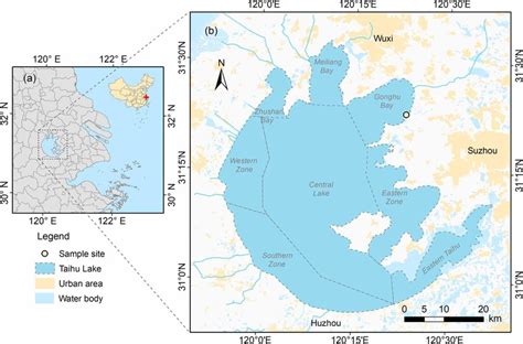 Map of the Taihu Lake, showing the location of the monitoring site in... | Download Scientific ...