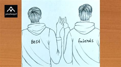 How to draw boy backside drawing | best friends Drawing | Easy BFF ...