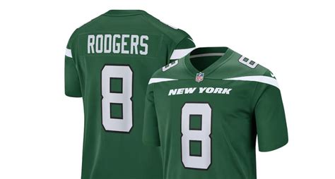 Aaron Rodgers’ No. 8 New York Jets jersey now available at Fanatics - al.com