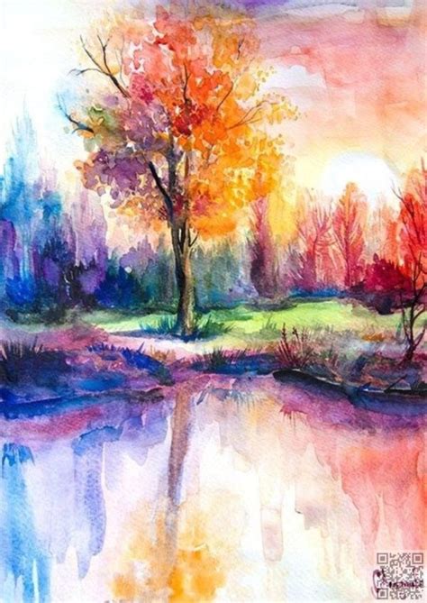 Scenery Nature Easy Watercolor Paintings To Copy - All Red Mania