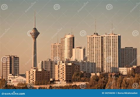 Milad Tower And Skyscrapers In Tehran Skyline Royalty Free Stock Photos - Image: 34294698