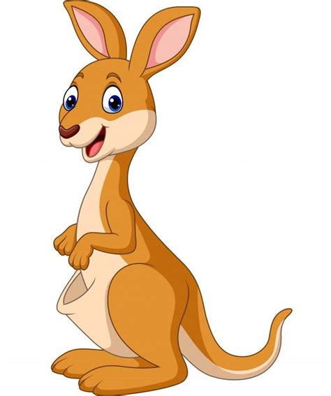 Cartoon Happy Kangaroo Isolated On White Background | Kangaroo illustration, Kangaroo art ...