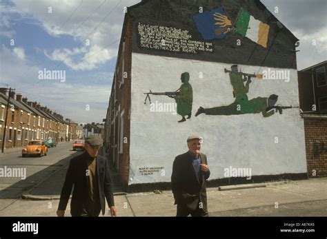 The Troubles an IRA political wall painting Belfast Northern Ireland UK Everyday life street ...