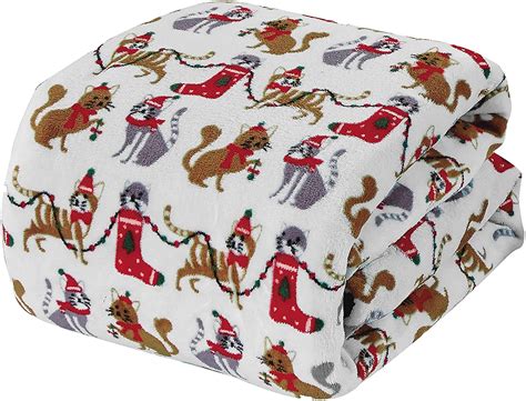 NobleHouse Velvet Touch Holiday Throw Fleece Blanket (50" x 60") - Christmas Cats - Walmart.com