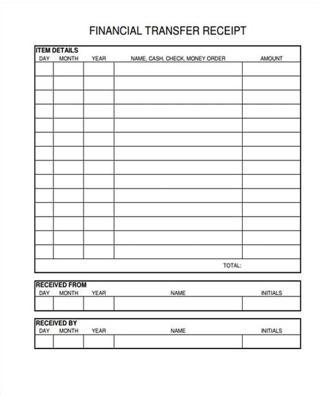 Money Transfer Receipt Template