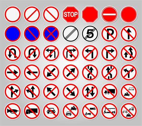 Set Traffic Signs Prohibition Warning Red circle Symbol Sign 2369369 Vector Art at Vecteezy