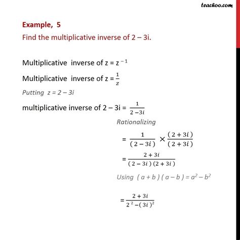 Example 5 - Find multiplicative inverse of 2 - 3i - CBSE