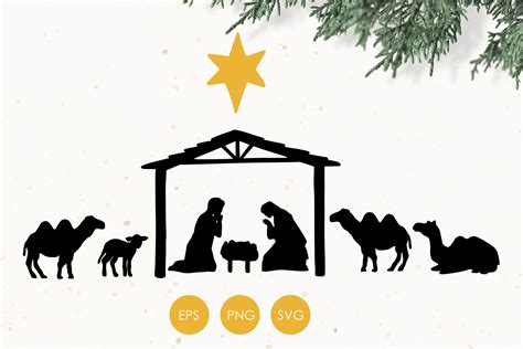 Bethlehem SVG, Bethlehem Christmas File, Christmas nativity silhouette By DesignECShop ...