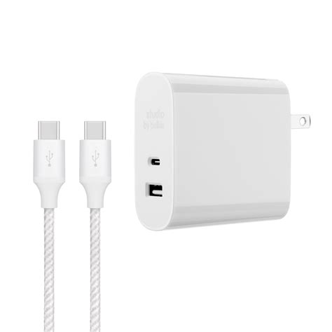 Studio by Belkin Dual Wall Charger + 5ft USB-C to USB-C Cable, White - Walmart.com - Walmart.com