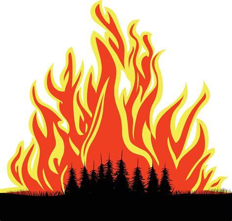 Wildfire clipart forest fire silhouettes vector image 24787926 Vector ...