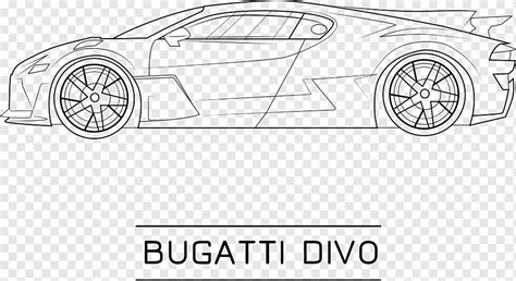 Bugatti divo coche modelo negro blanco contorno vista lateral, png | PNGWing