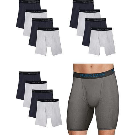 Fruit of the Loom Men's Long Leg Boxer Briefs 12-Pack Breathable Cotton Micro-Mesh XL - Walmart ...