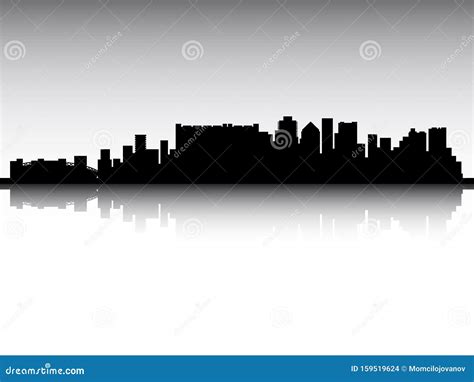 Panoramic Silhouette Skyline of Cape Town South Africa Stock Vector ...