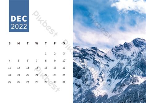 Photo Landscape Calendar Template Snow Mountain Photo Calendar | AI ...