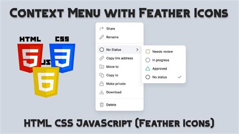 Context Menu with Feather Icons - HTML CSS JavaScript (Feather Icons ...