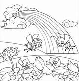 Rainbow In The Garden coloring Page  Mitraland sketch template