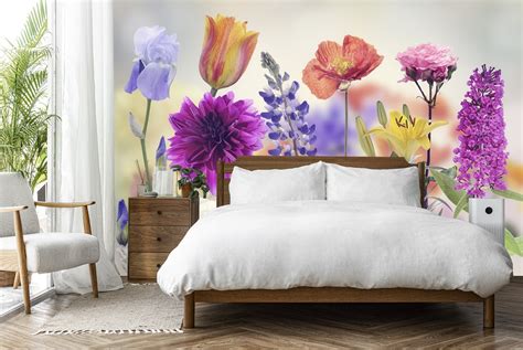 Vibrant Flowers Wall Mural Wallpaper