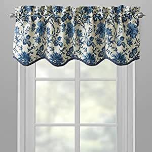 Amazon.com: Waverly Blue Felicity Felicite Scallop Floral Window Valance: Home & Kitchen