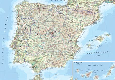 Detailed physical map of Spain. Spain detailed physical map | Vidiani ...