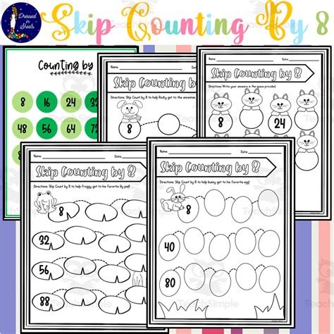 Skip Counting by 8 Worksheets by Teach Simple