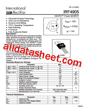 IRF4905 Datasheet(PDF) - International Rectifier