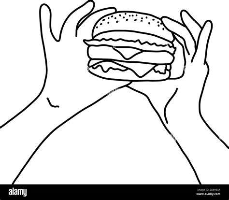 Hand holding hamburger vector illustration sketch doodle hand drawn ...