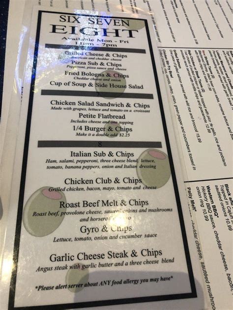 Menu at Wolfey's Bistro & Pub, Elyria