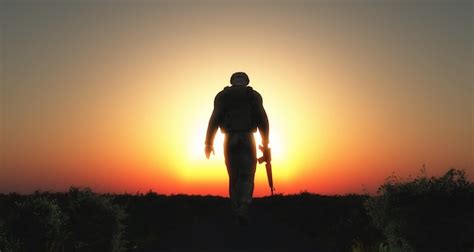 Free Photo | Soldier walking silhouette