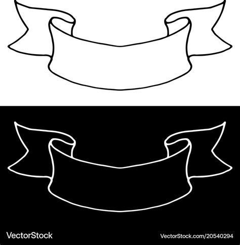 Ribbon banner simple outline icons black Vector Image