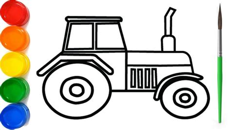 How to Draw Tractor and color It | Glitter Coloring Pages For Kids | Tractor Coloring Page - YouTube