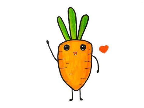 How To Draw Cute Carrot Easy For Beginners | Carrot drawing, Cute drawings, Drawings