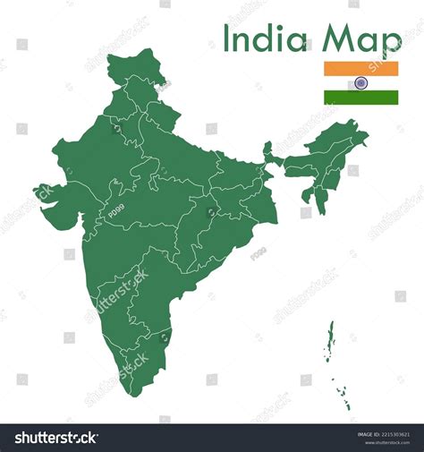 Map Green India Map Separate Cities Stock Vector (Royalty Free ...