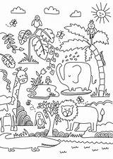 Easy Jungle Animals coloring Page  Download Print Or Color Online For sketch template