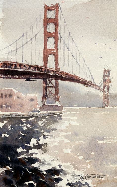 Golden gate bridge watercolor painting - Painting With Watercolors