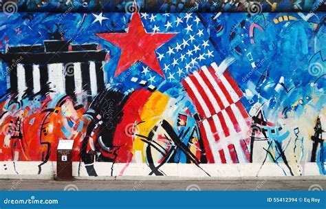 Berlin Wall East Side Gallery Graffiti Editorial Stock Image - Image of graffiti, freedom: 55412394