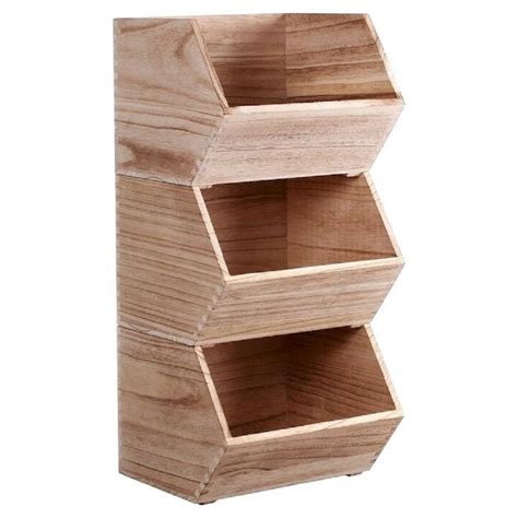 Stackable Wood Kids' Storage Bin Light Brown - Pillowfort™ | Wood bin ...