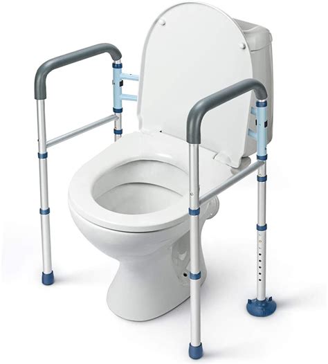 GreenChief Stand Alone Toilet Safety Rail with Free Grab Bar - Heavy Duty Toilet Safety Frame ...