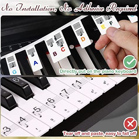 Piano Keyboard Stickers for Beginners Kids, 88-Key Full Size Piano ...