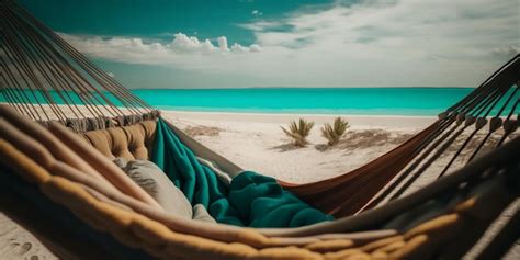 Premium Photo | An empty hammock on a beautiful tropical beach relaxing ...