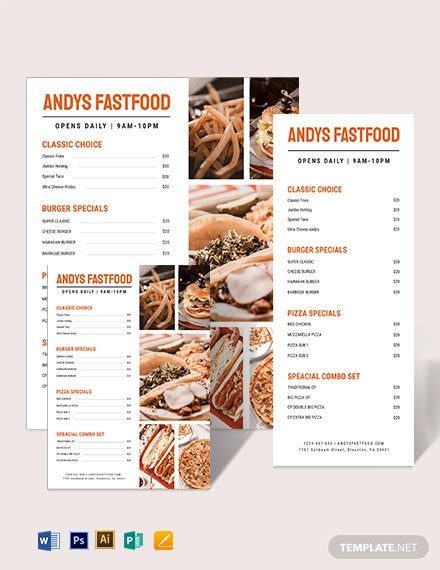 Takeaway Menu - 28+ Examples, Illustrator, Apple Pages, Word, Photoshop, Publisher