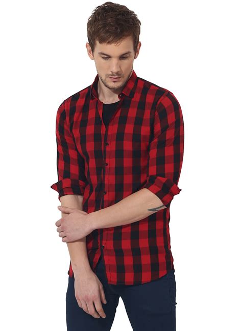 Red & black checks casual shirt by Green Hill | The Secret Label